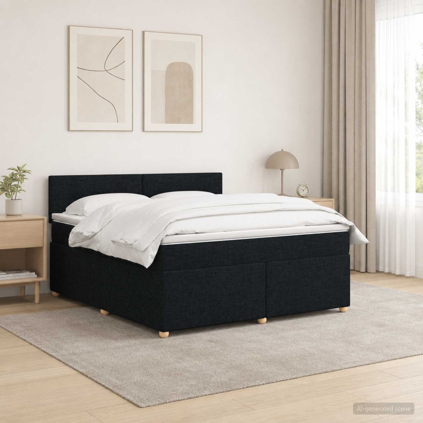Boxspring ágy matraccal fejtámlával Fekete 160 x 200 cm Szövet