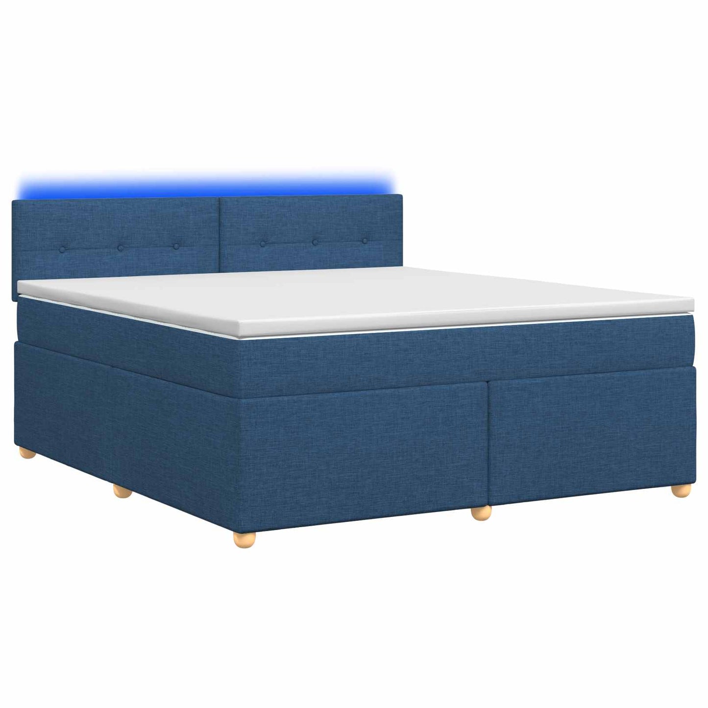 Boxspring ágy matraccal LED szalagokkal Kék 180 x 200 cm Szövet