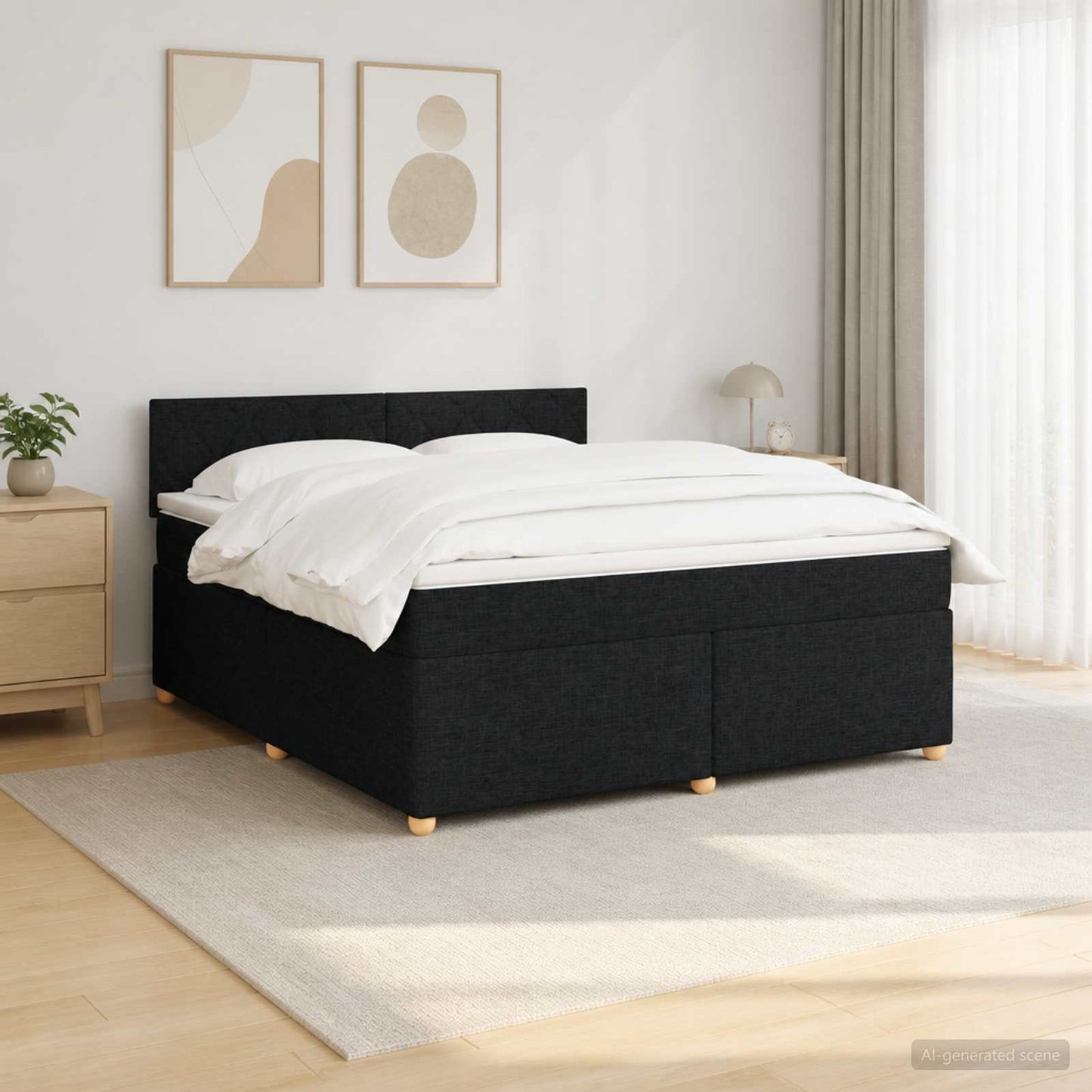 Boxspring ágy matraccal fejtámlával Fekete 160 x 200 cm Szövet