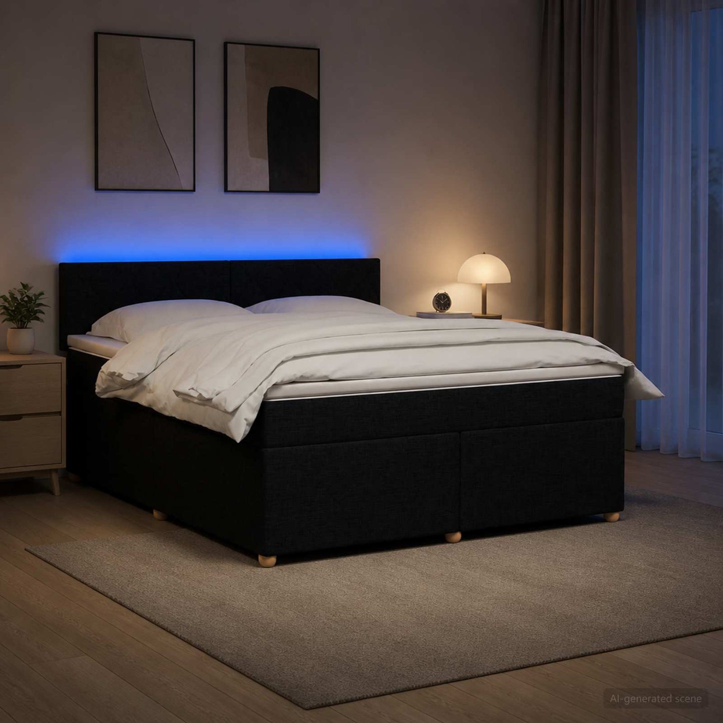 Boxspring ágy matraccal fejtámlával Fekete 160 x 200 cm Szövet