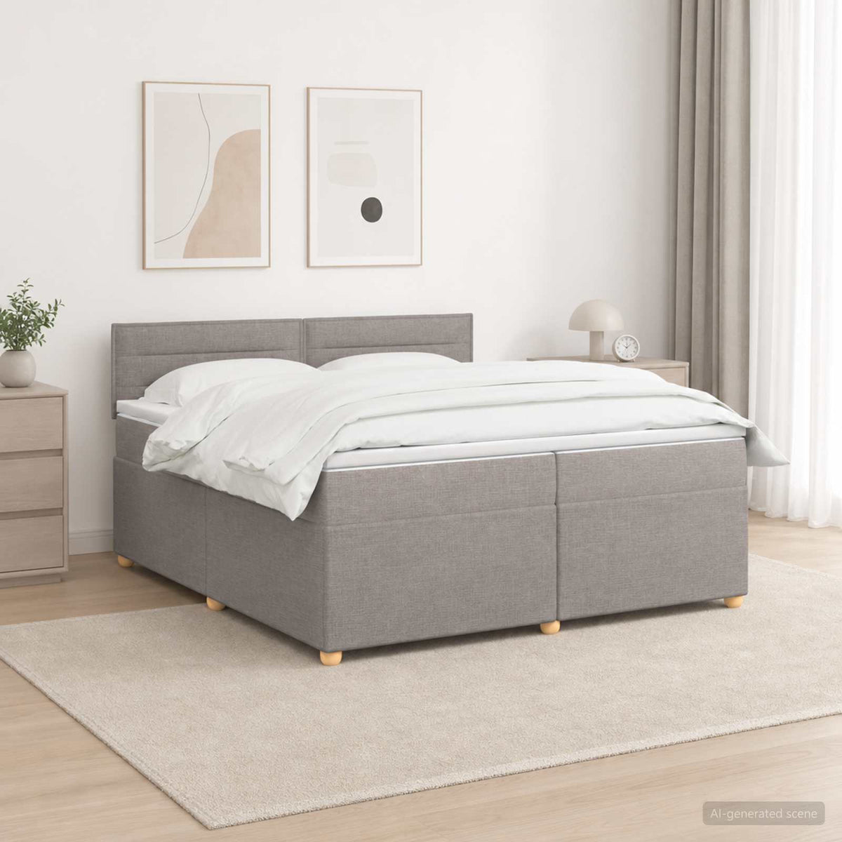 Boxspring ágy matraccal Tópszínű 200 x 200 cm Szövet