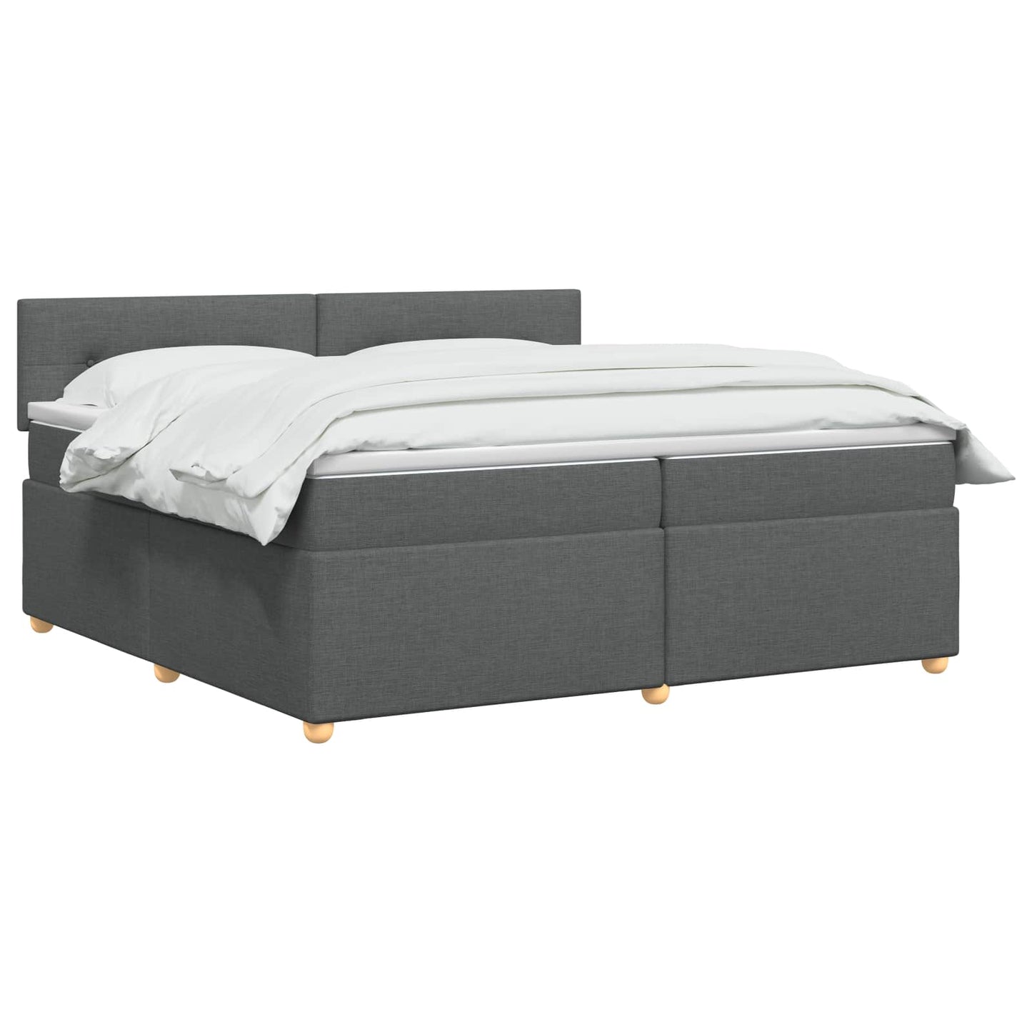 Boxspring ágy matraccal Sötétszürke 200 x 200 cm Szövet