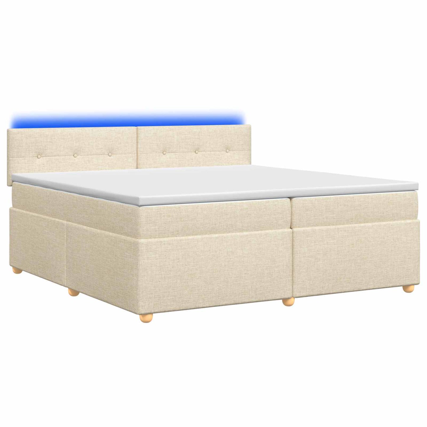 Boxspring ágy matraccal Krémszínű 200 x 200 cm Szövet