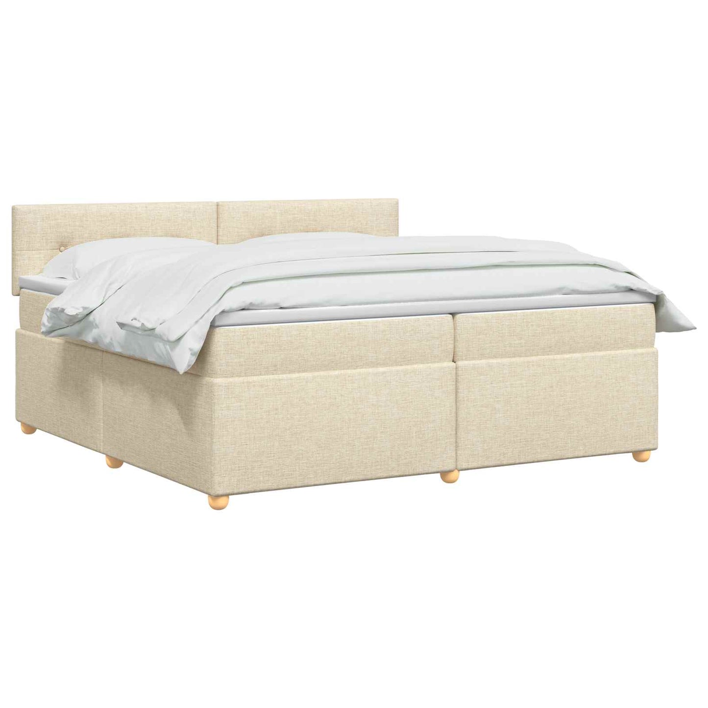 Boxspring ágy matraccal Krémszínű 200 x 200 cm Szövet