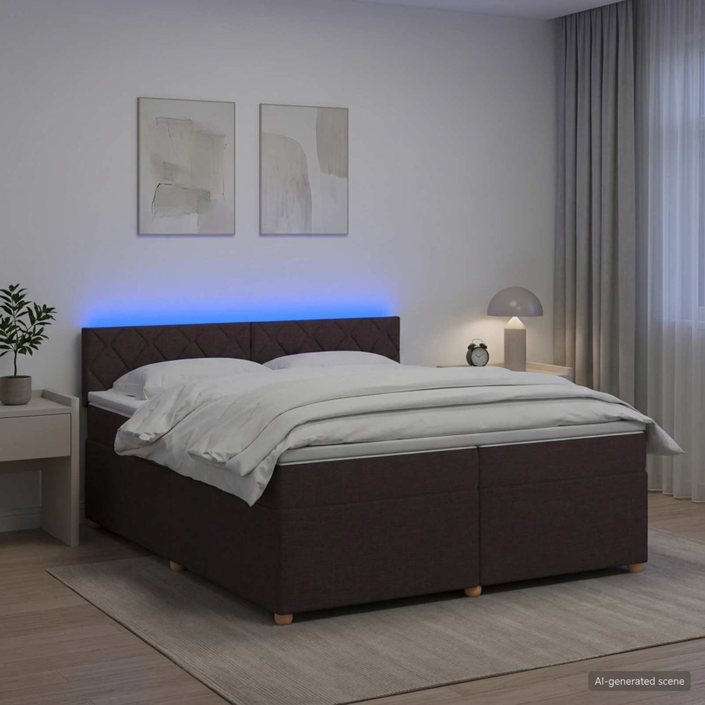Boxspring ágy matraccal Sötét Barna 200 x 200 cm Szövet