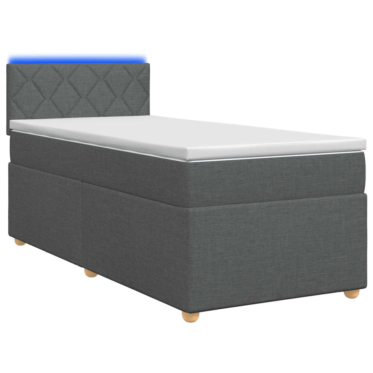 Boxspring ágy matraccal és LED-del Sötétszürke 90 x 190 cm