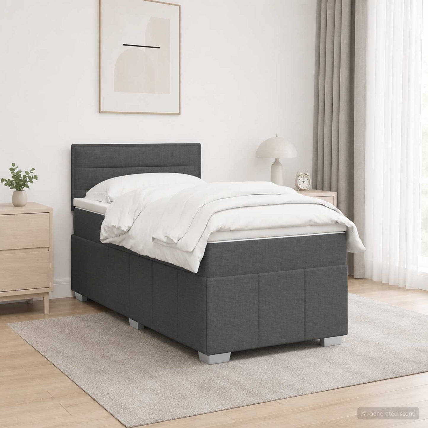 Boxspring ágy matraccal Sötétszürke 80 x 200 cm Szövet