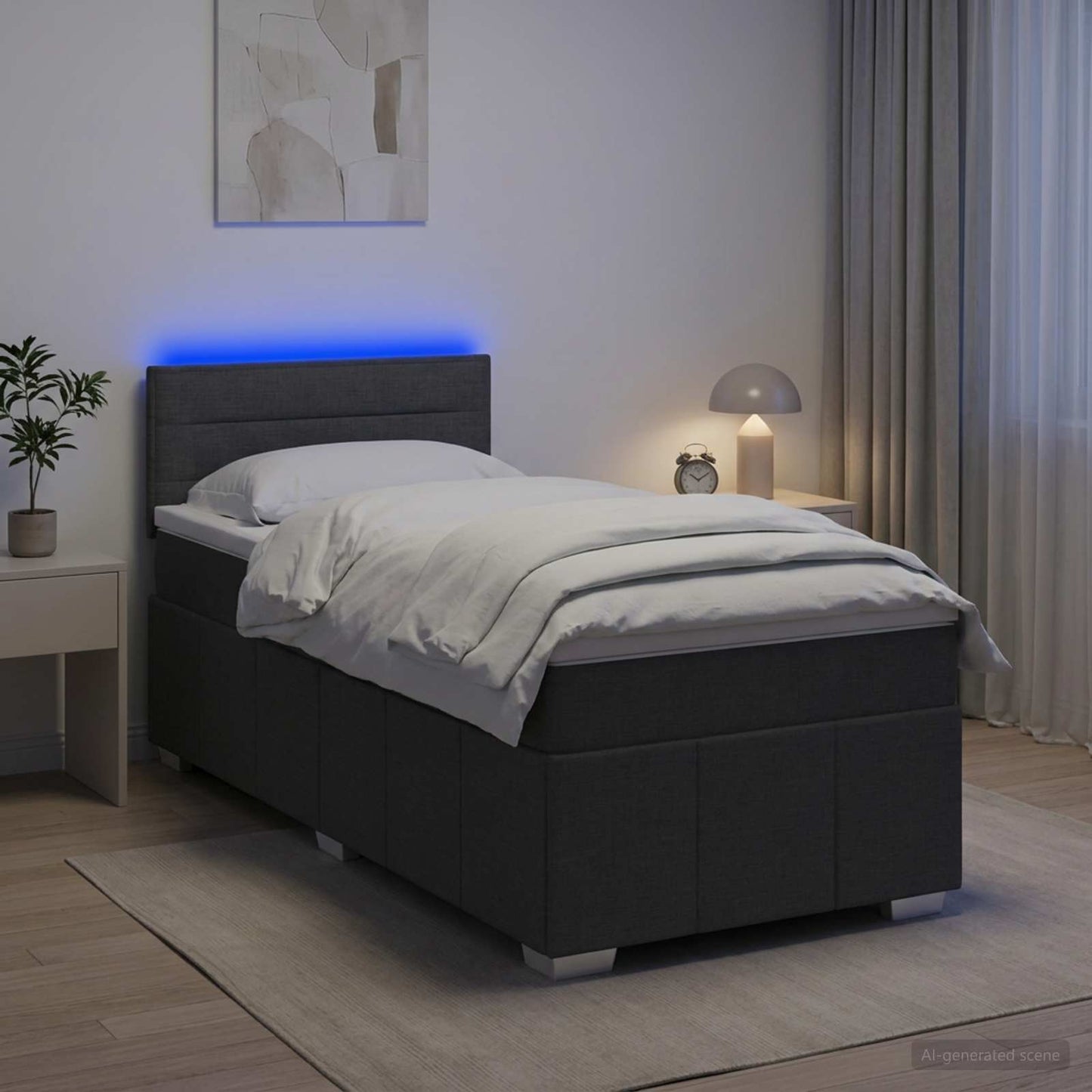 Boxspring ágy matraccal Sötétszürke 80 x 200 cm Szövet