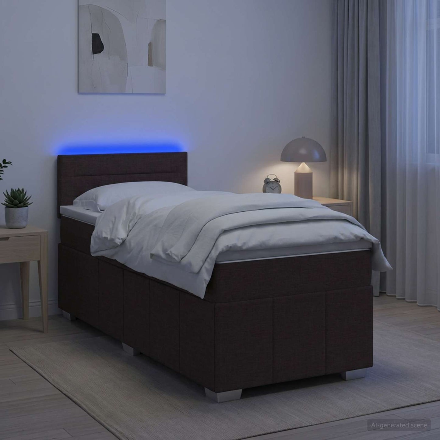 Boxspring ágy matraccal Sötét Barna 90 x 200 cm Szövet