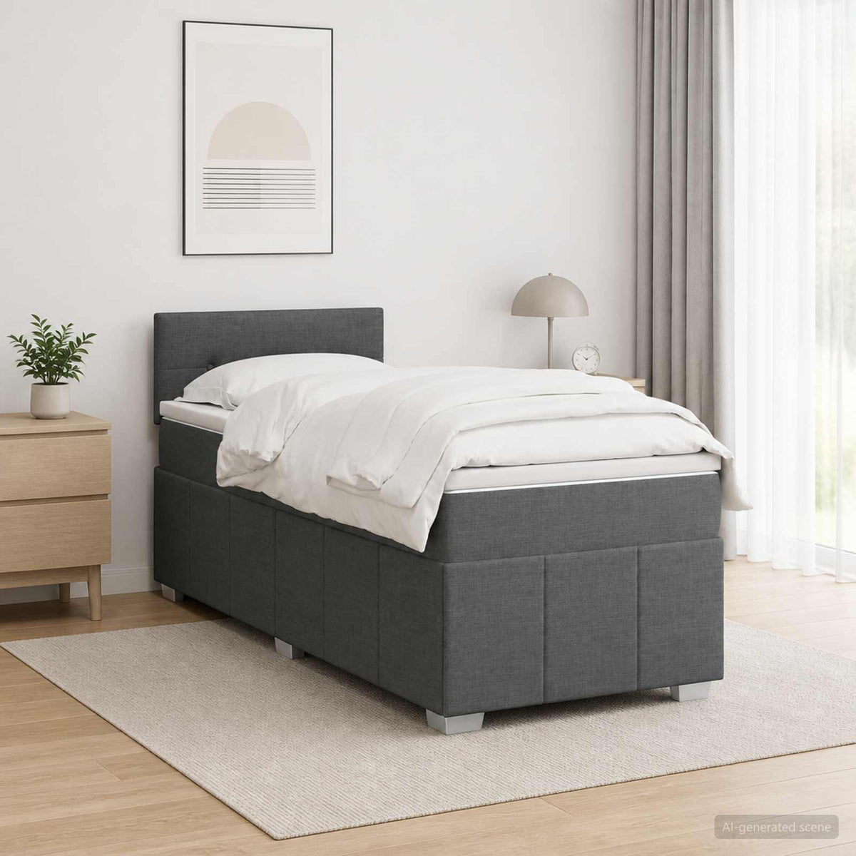 Boxspring ágy matraccal Sötétszürke 80 x 200 cm Szövet