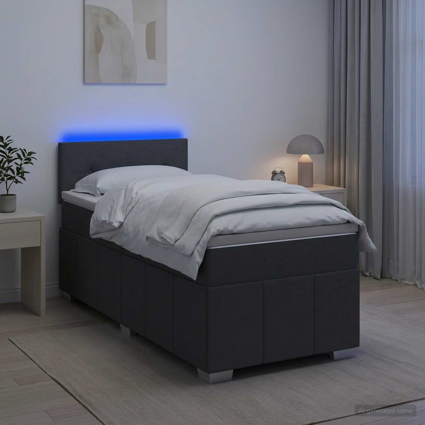 Boxspring ágy matraccal Sötétszürke 80 x 200 cm Szövet
