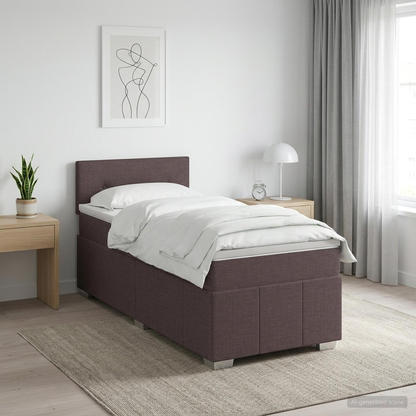 Boxspring ágy matraccal Sötét Barna 90 x 200 cm Szövet