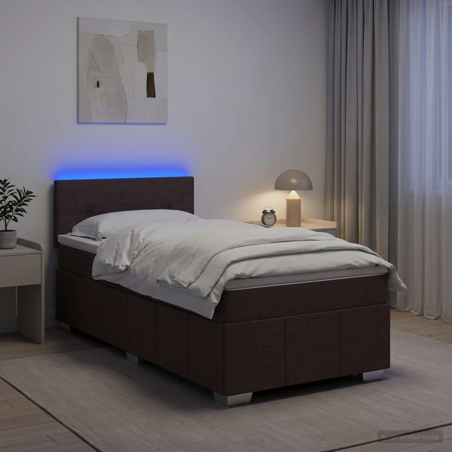 Boxspring ágy matraccal Sötét Barna 90 x 200 cm Szövet