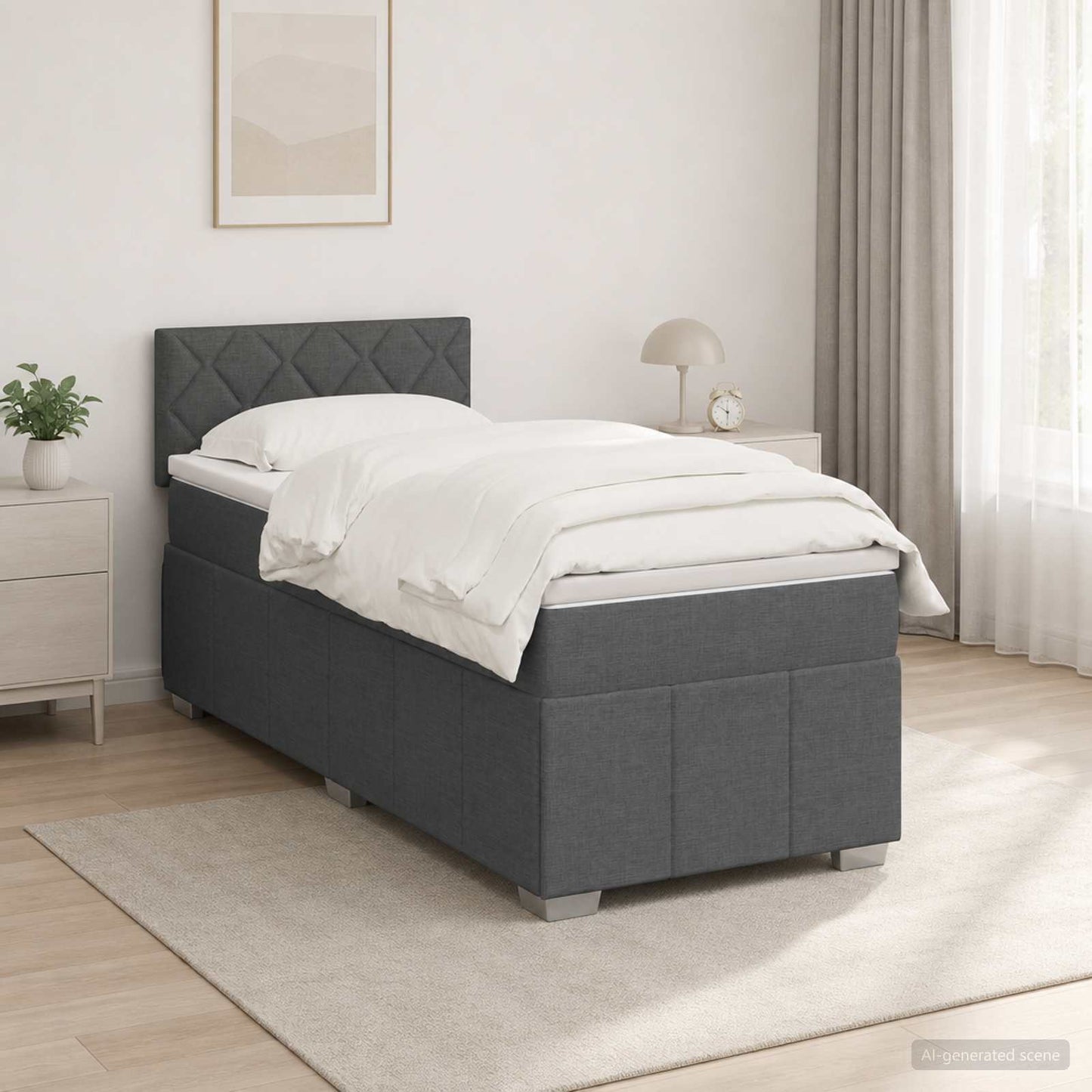 Boxspring ágy matraccal és LED-del Sötétszürke 90 x 190 cm