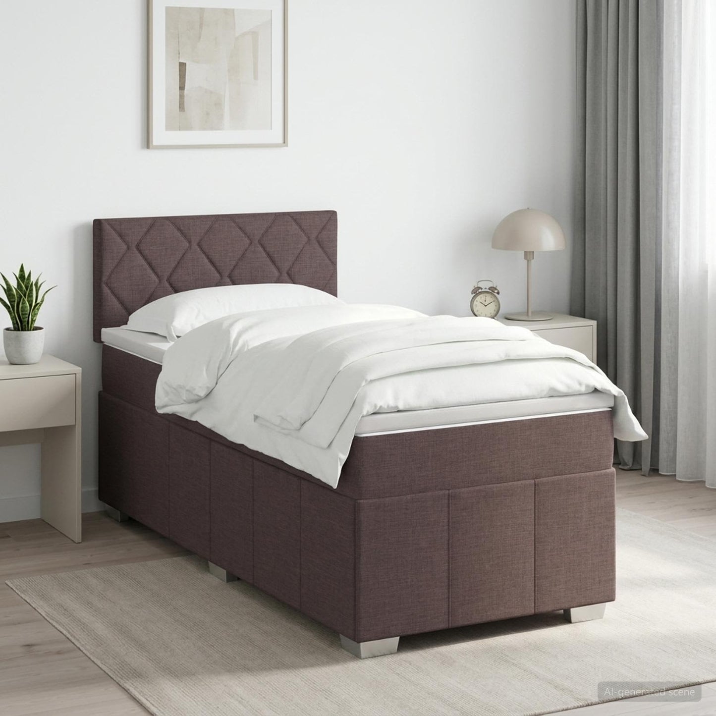 Boxspring ágy matraccal Sötét Barna 90 x 200 cm Szövet