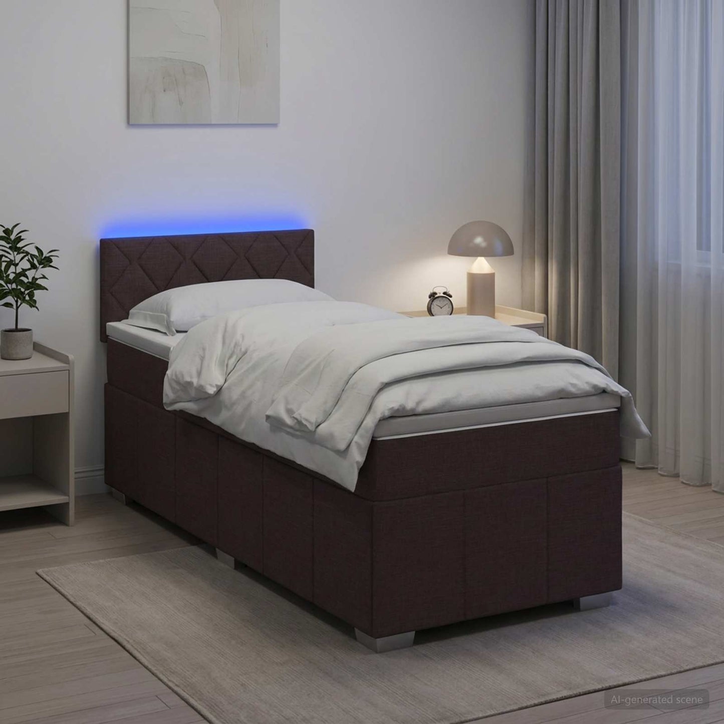 Boxspring ágy matraccal Sötét Barna 90 x 200 cm Szövet