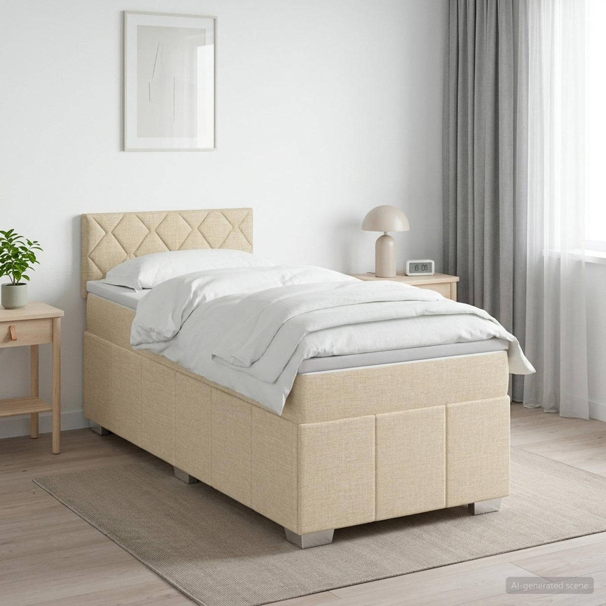 Boxspring ágy matraccal Krémszínű 80 x 200 cm Szövet