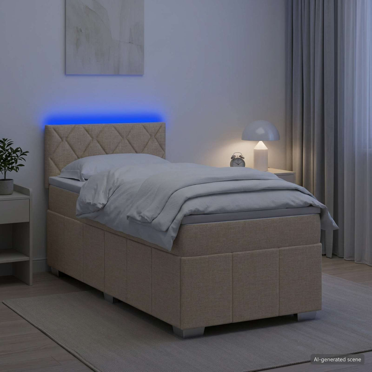Boxspring ágy matraccal Krémszínű 80 x 200 cm Szövet