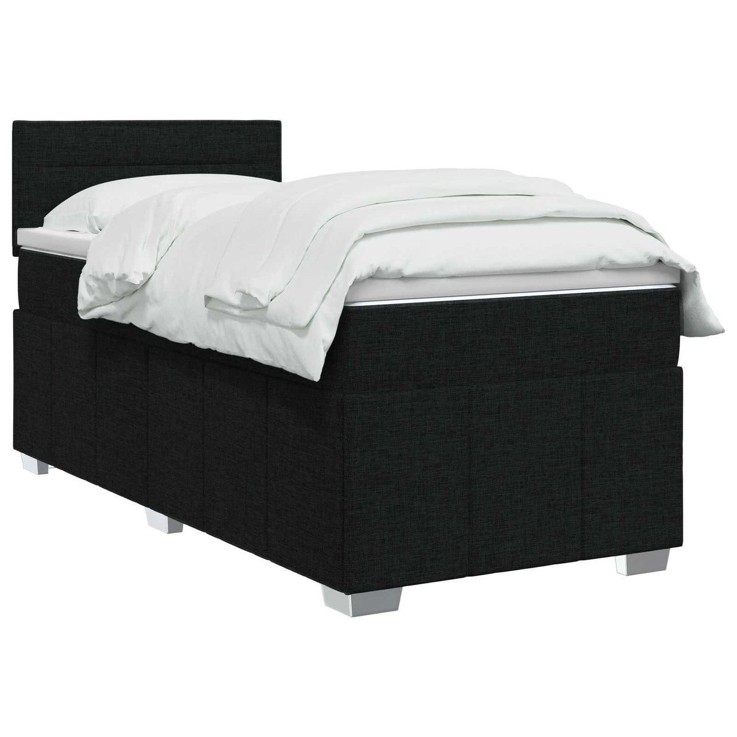 Boxspring ágy matraccal fejtámlával Fekete 90 x 200 cm Szövet