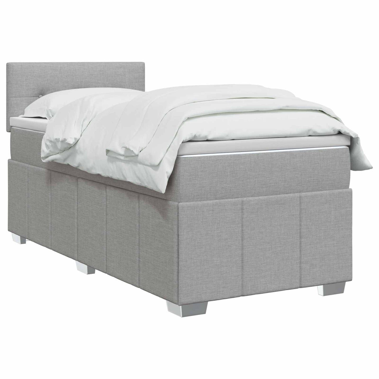 Boxspring ágy matraccal Világosszürke 90 x 200 cm Szövet