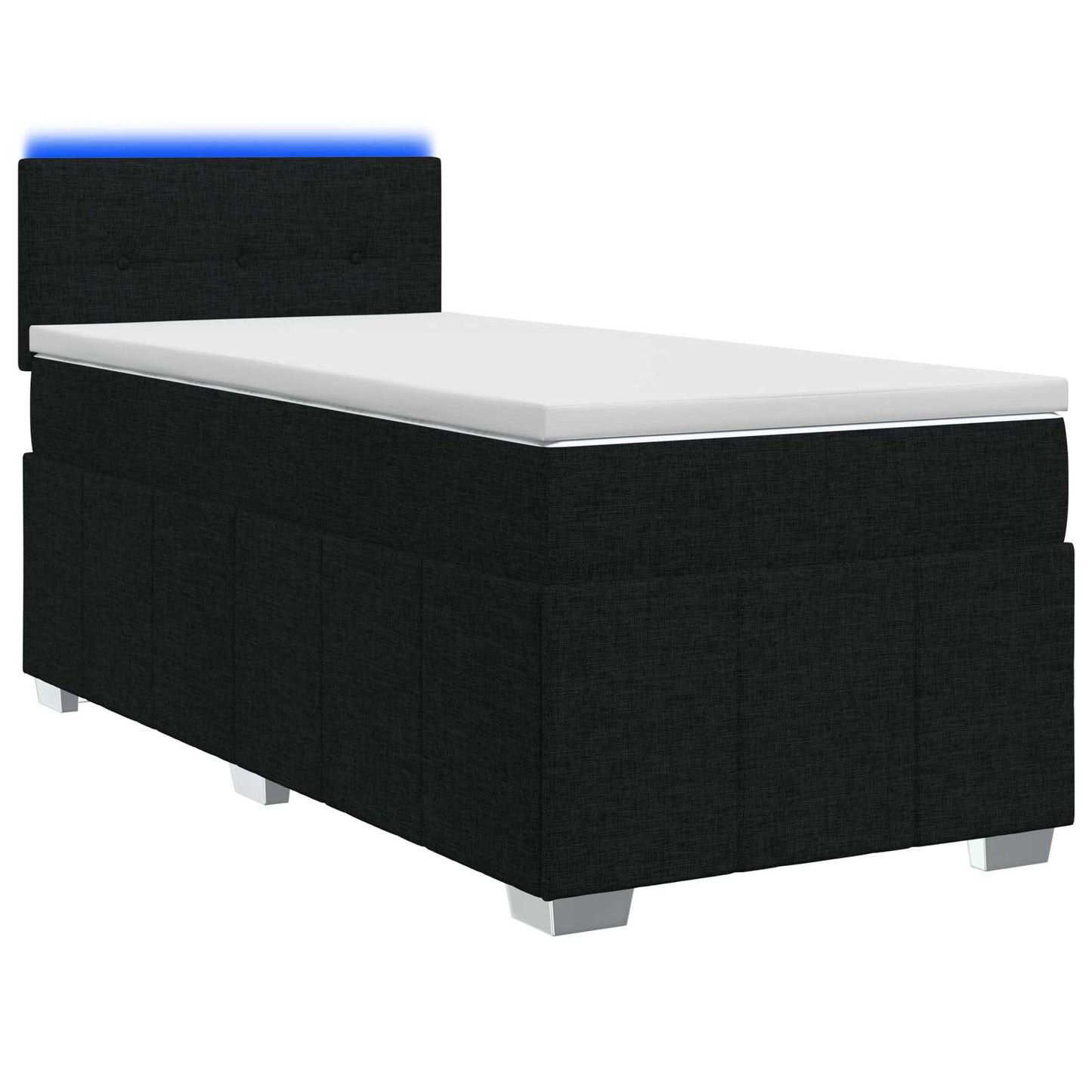 Boxspring ágy matraccal fejtámlával Fekete 90 x 200 cm Szövet