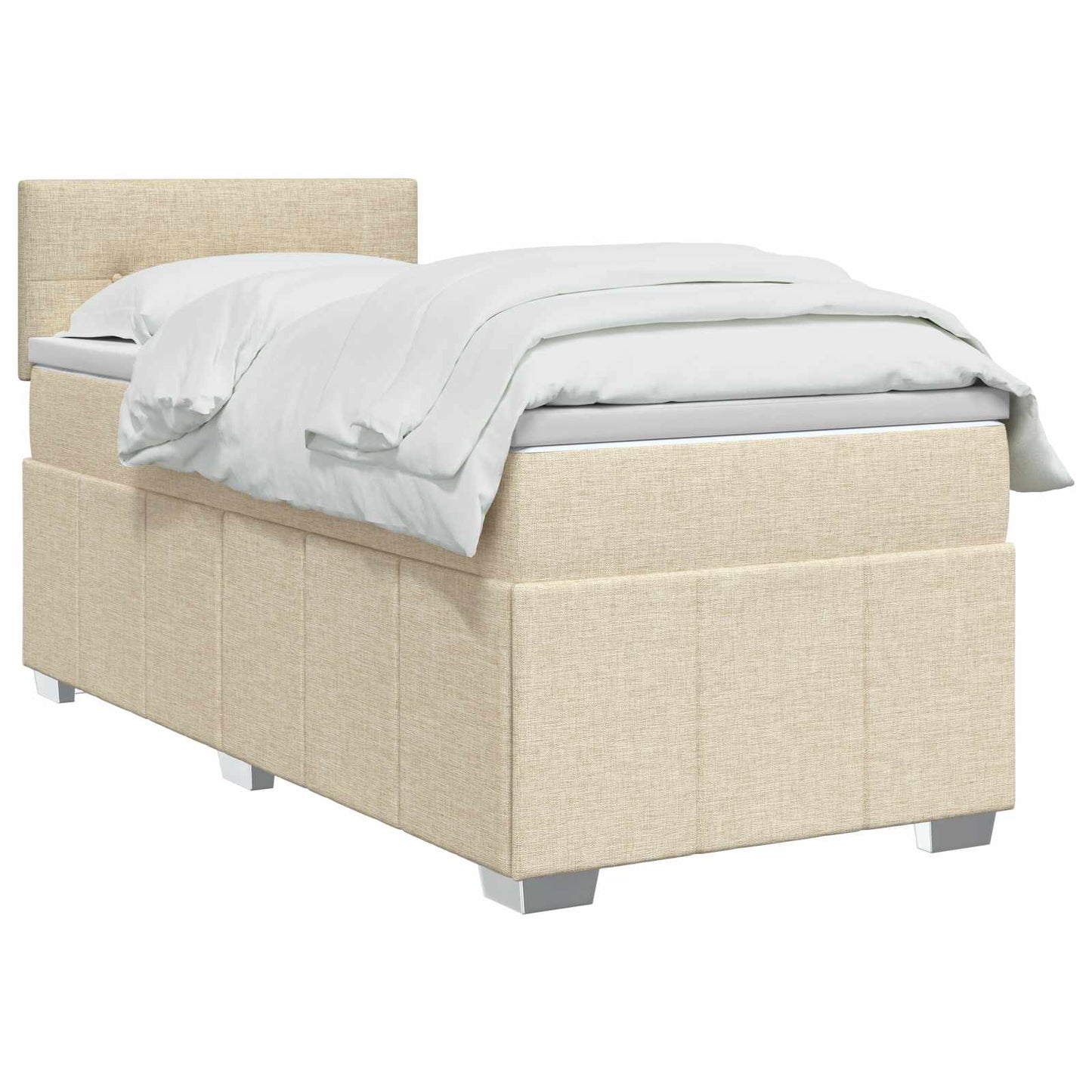 Boxspring ágy matraccal Krémszínű 90 x 200 cm Szövet