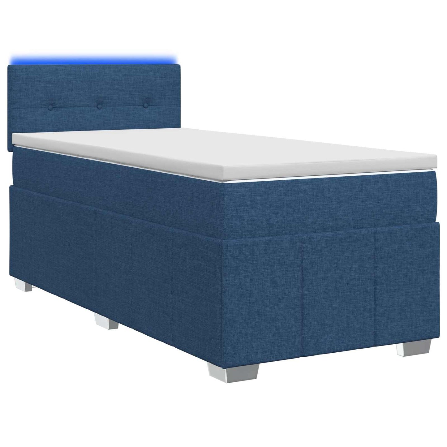 Boxspring ágy matraccal LED szalagokkal Kék 90 x 200 cm Szövet