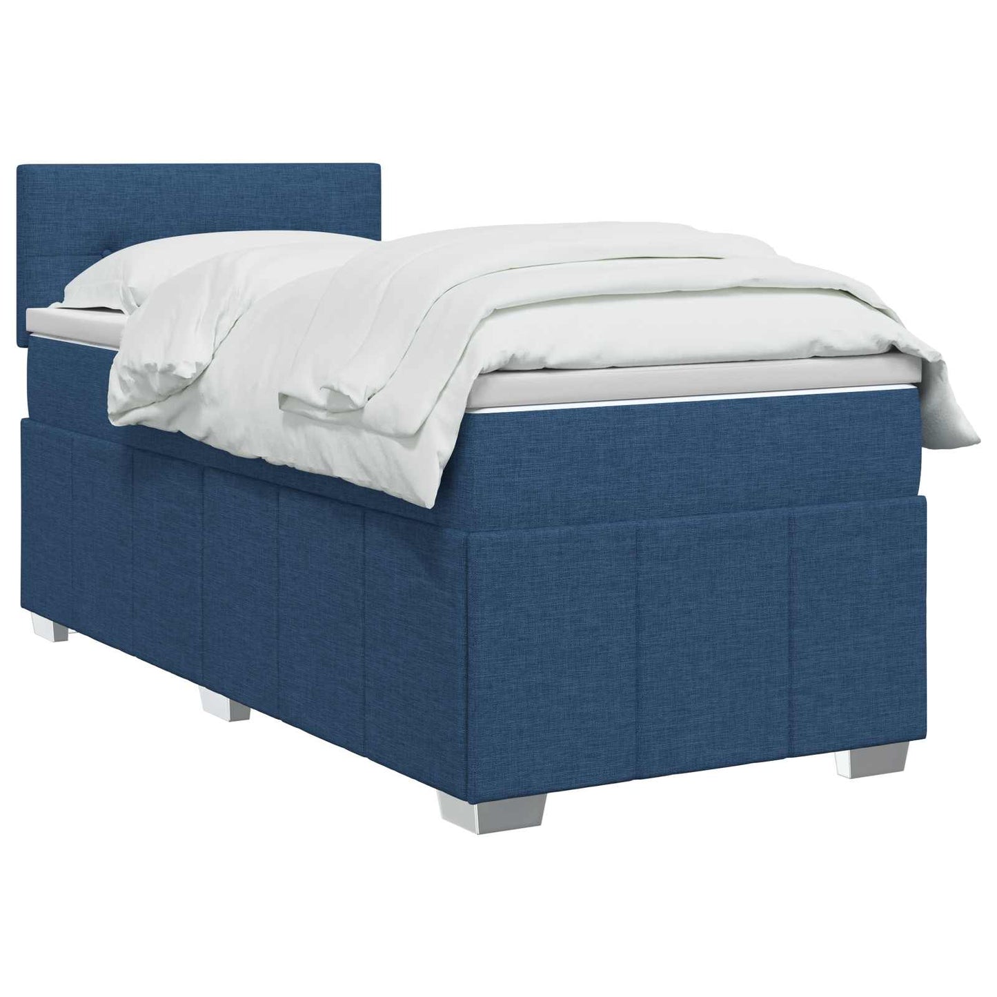 Boxspring ágy matraccal LED szalagokkal Kék 90 x 200 cm Szövet