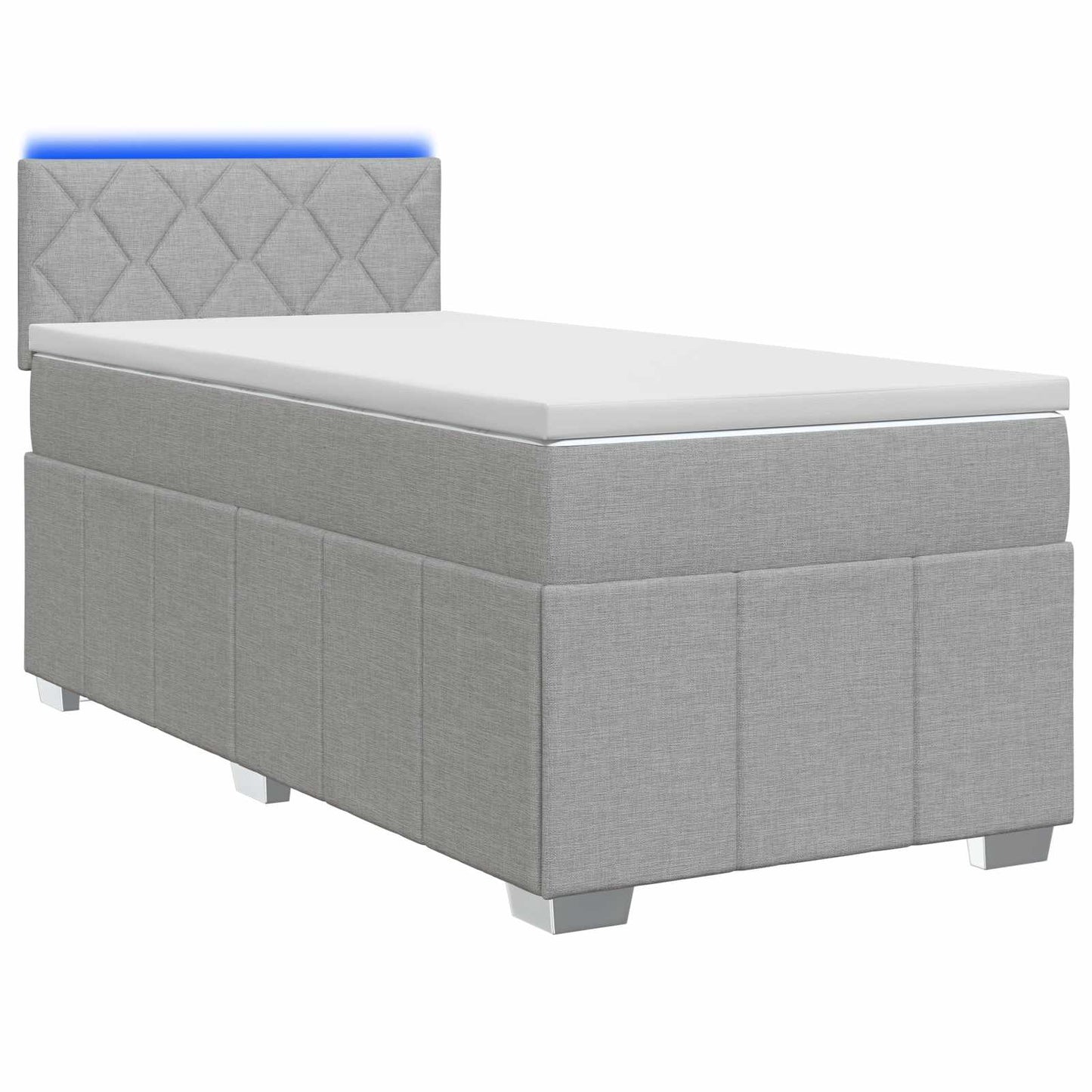 Boxspring ágy matraccal Világosszürke 90 x 200 cm Szövet