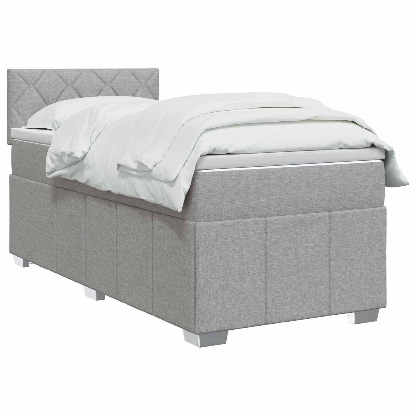Boxspring ágy matraccal Világosszürke 90 x 200 cm Szövet
