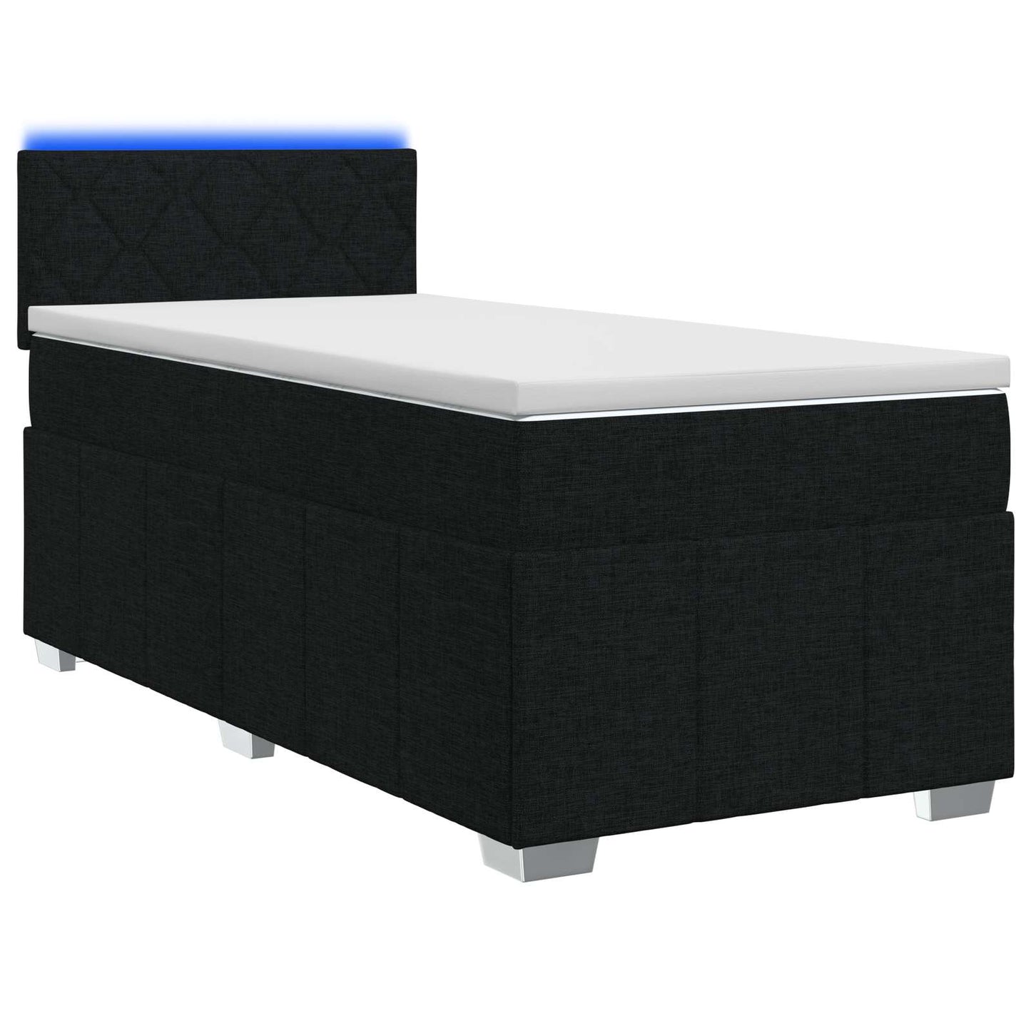 Boxspring ágy matraccal fejtámlával Fekete 90 x 200 cm Szövet