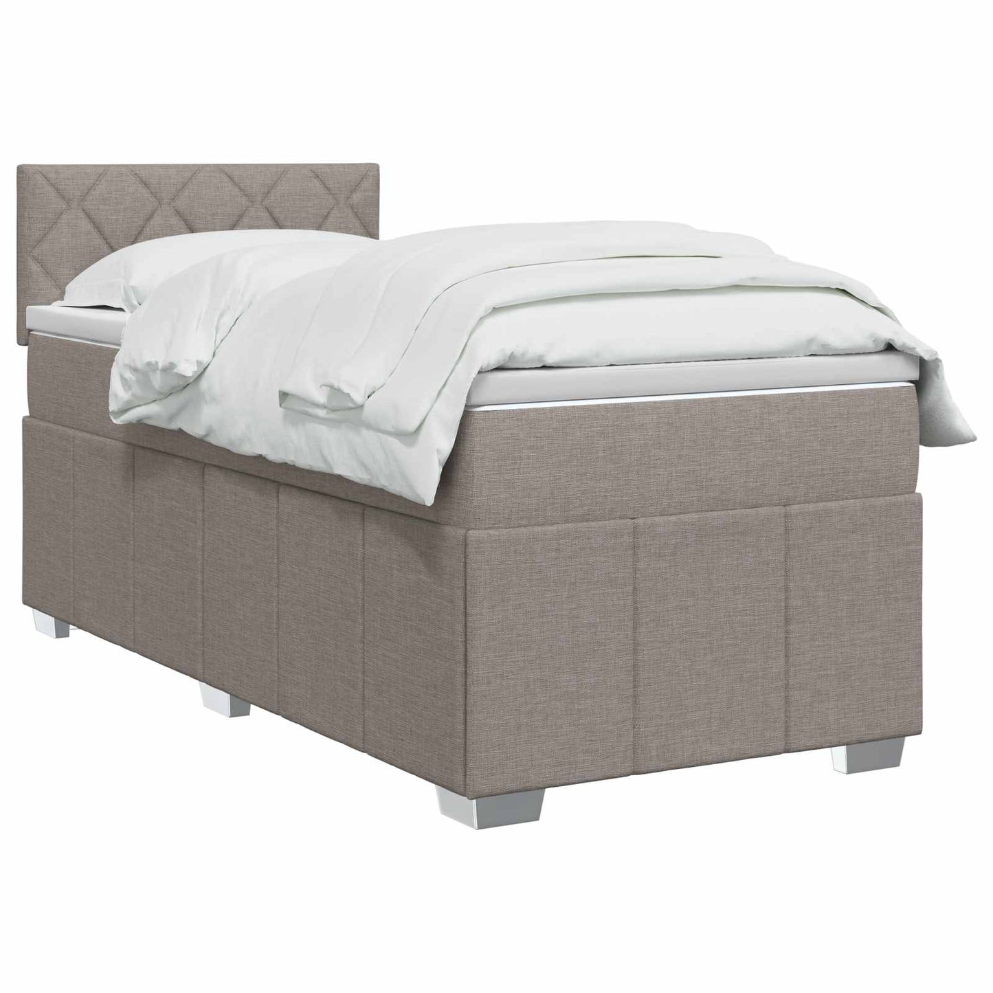 Boxspring ágy matraccal fejtámlával Tópszínű 90 x 200 cm Szövet