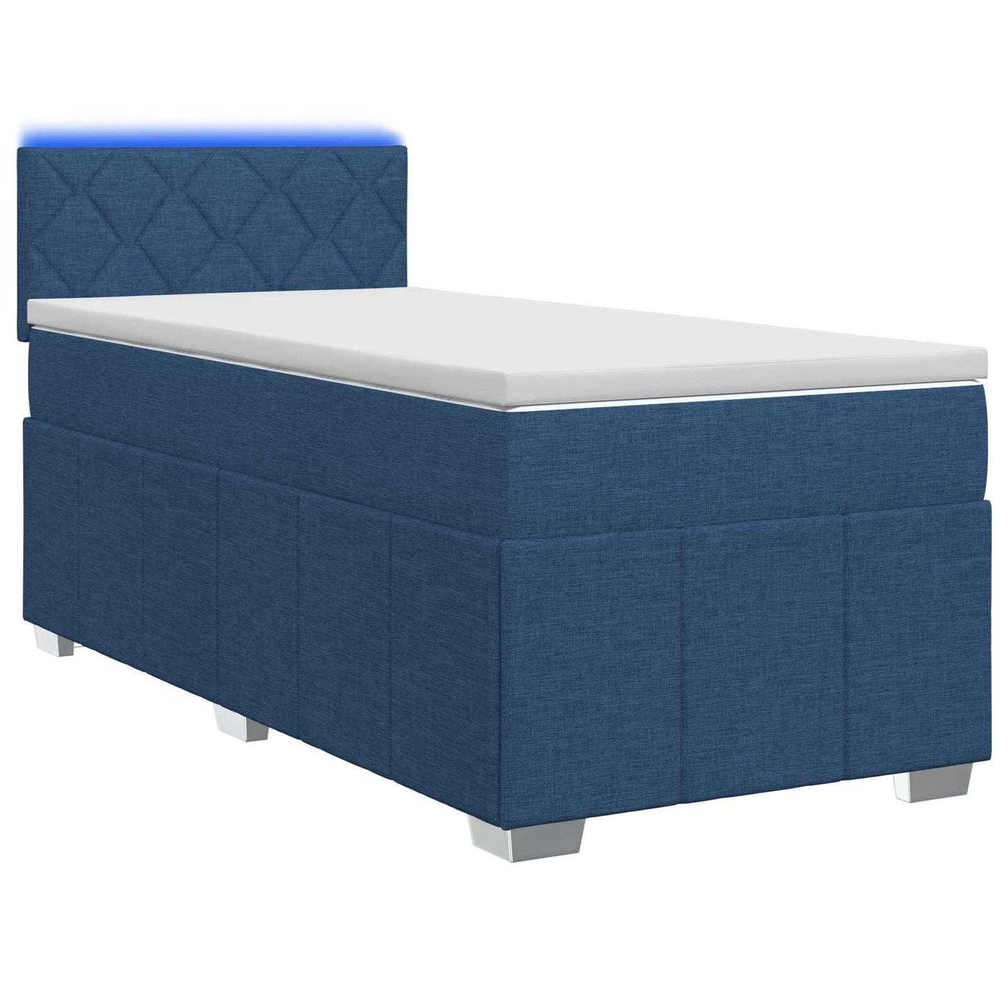 Boxspring ágy matraccal LED szalagokkal Kék 90 x 200 cm Szövet