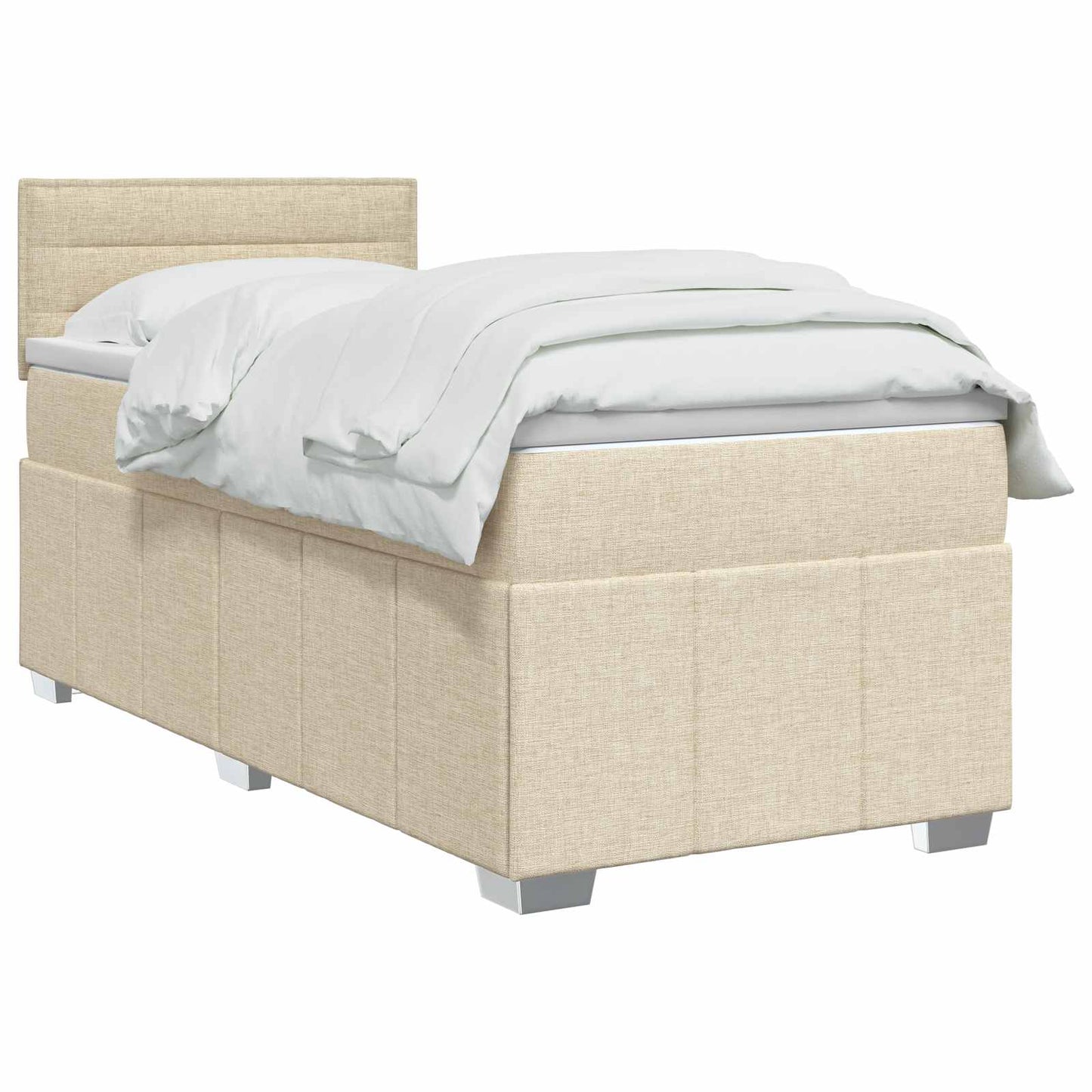 Boxspring ágy matraccal Krémszínű 100 x 200 cm Szövet
