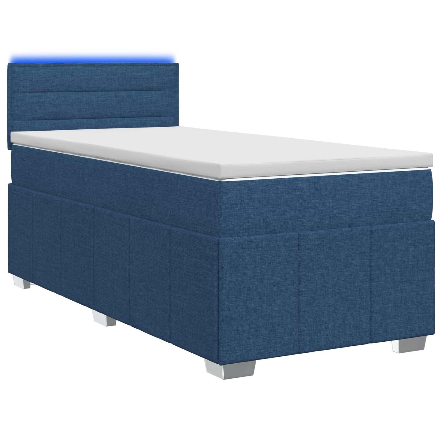 Boxspring ágy matraccal LED szalagokkal Kék 100 x 200 cm Szövet