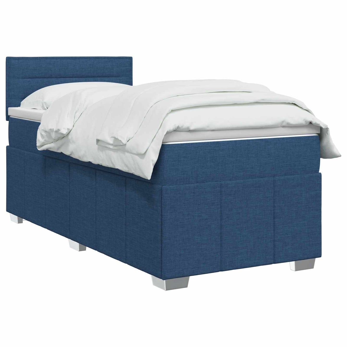 Boxspring ágy matraccal LED szalagokkal Kék 100 x 200 cm Szövet