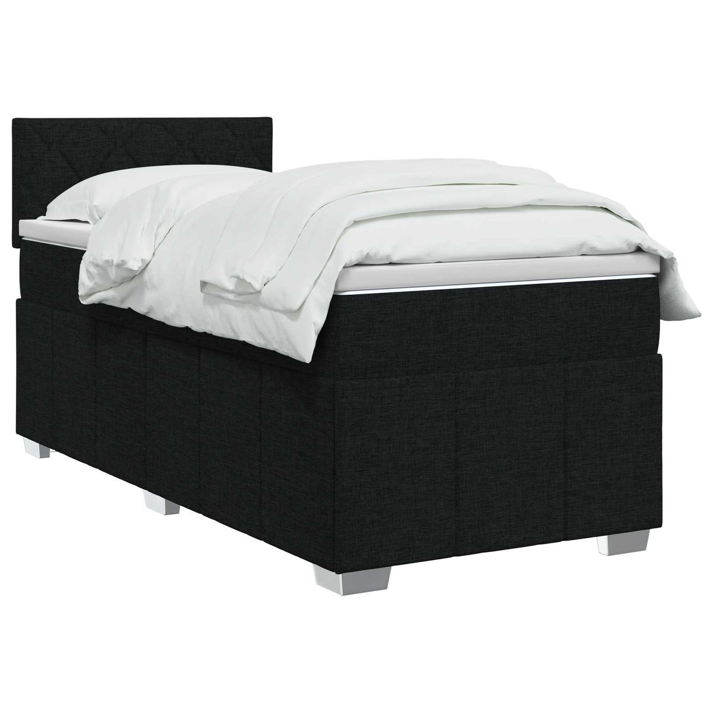 Boxspring ágy matraccal fejtámlával Fekete 100 x 200 cm Szövet