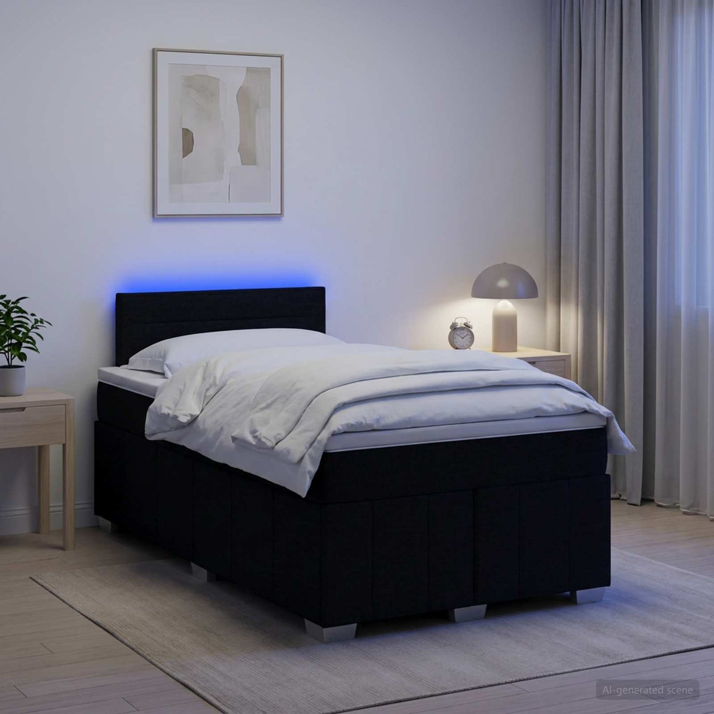 Boxspring ágy matraccal fejtámlával Fekete 120 x 200 cm Szövet