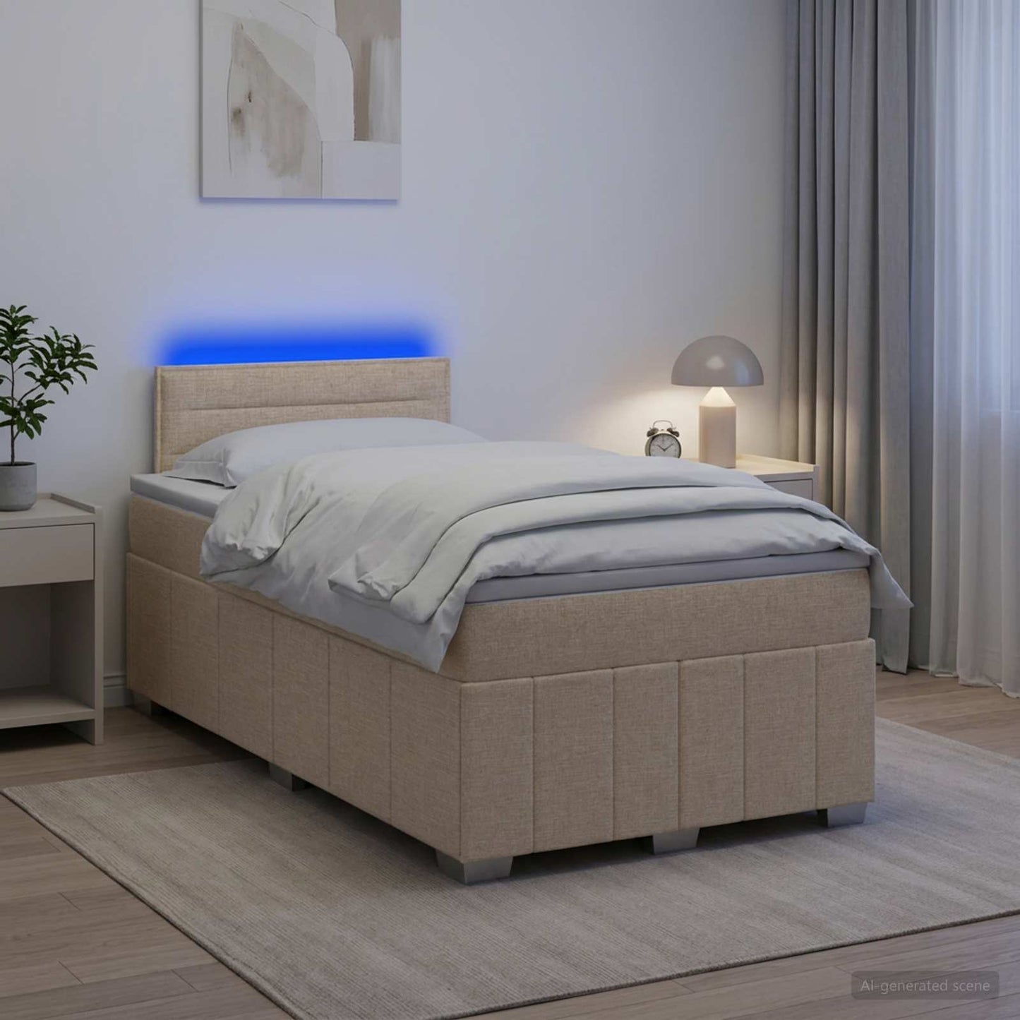 Boxspring ágy matraccal Krémszínű 120 x 190 cm Szövet
