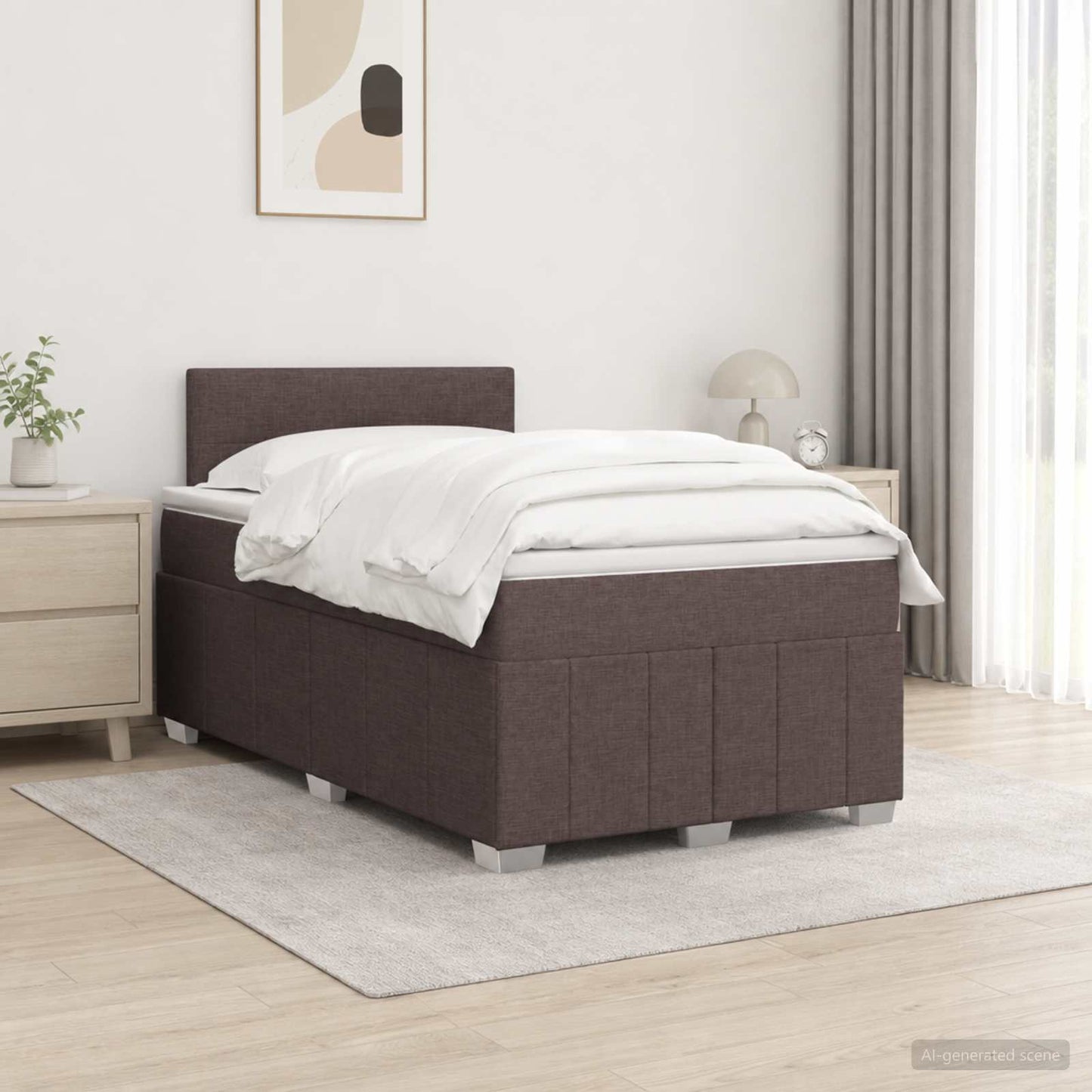 Boxspring ágy matraccal Sötét Barna 120 x 190 cm Szövet