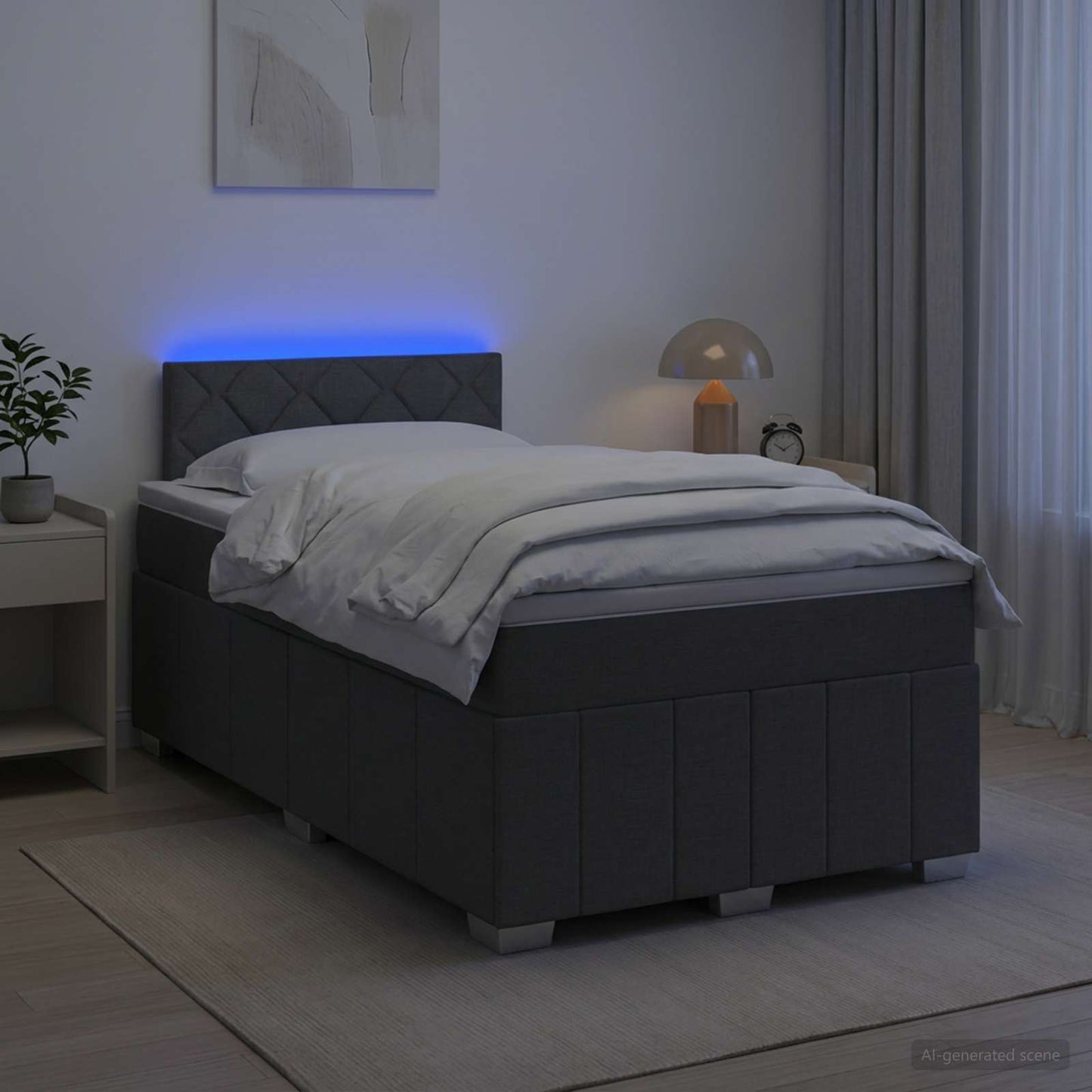 Boxspring ágy matraccal Sötétszürke 120 x 190 cm Szövet