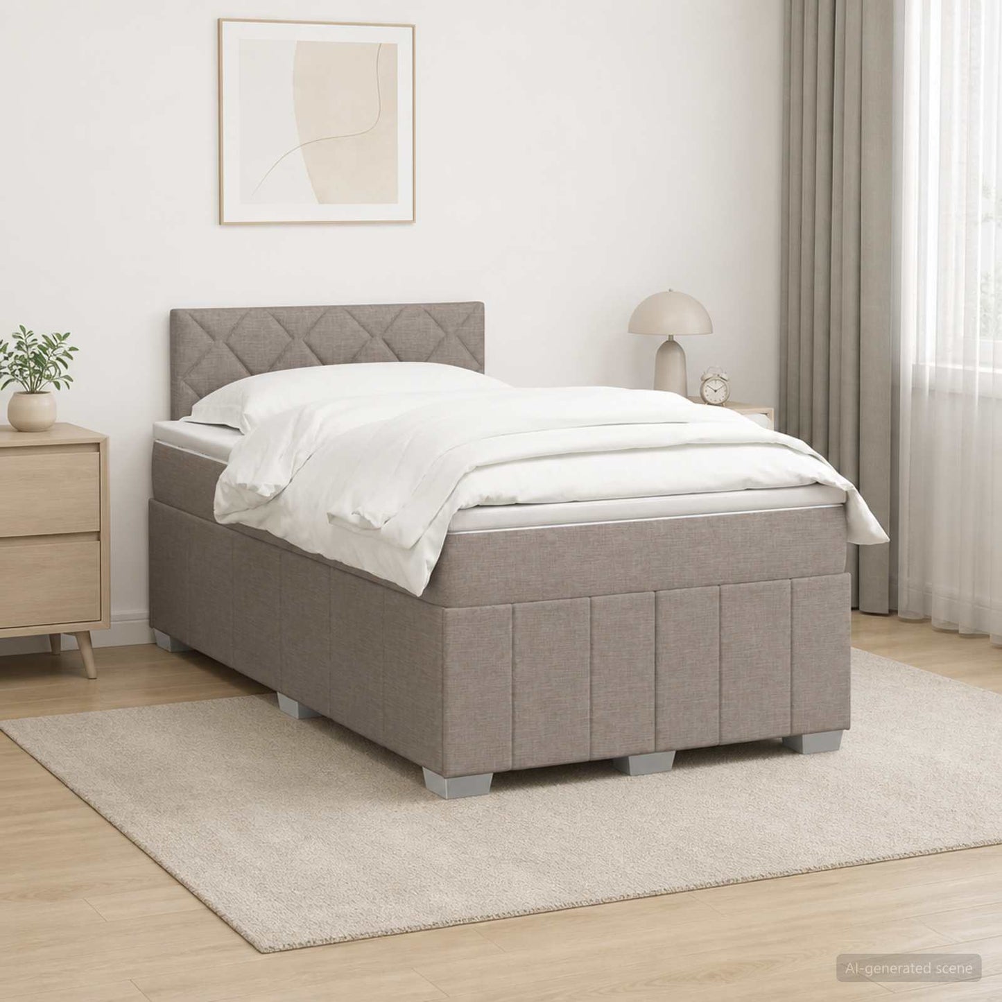 Boxspring ágy matraccal Tópszínű 120 x 200 cm Szövet