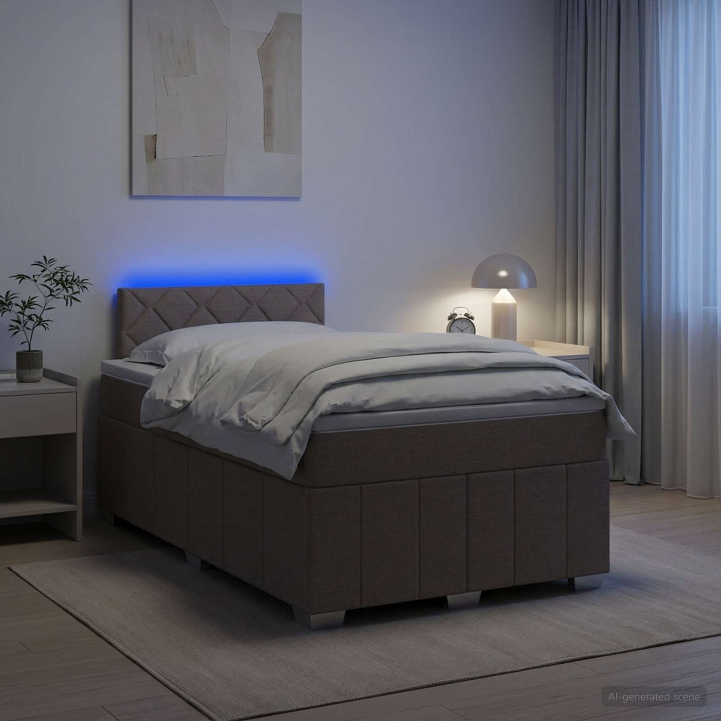 Boxspring ágy matraccal Tópszínű 120 x 190 cm Szövet
