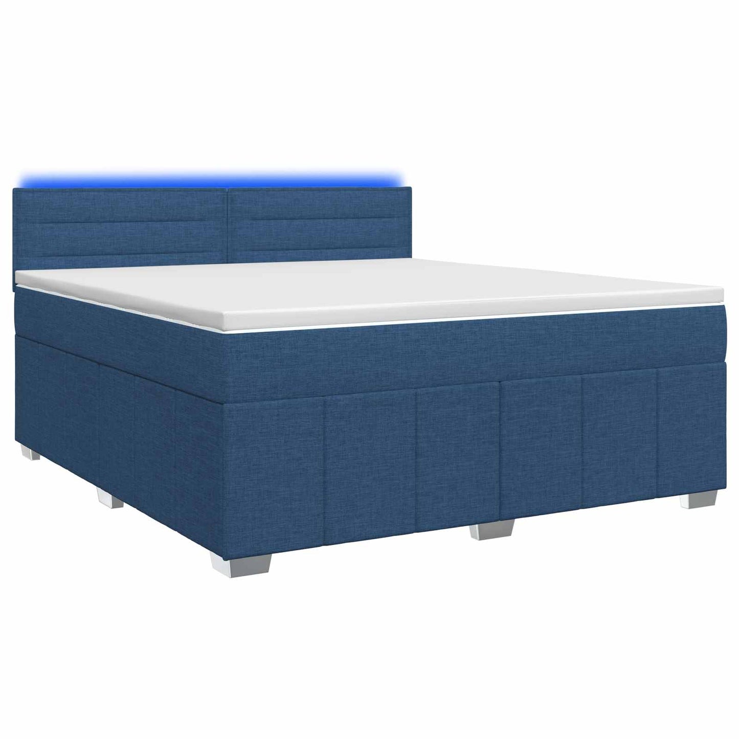 Boxspring ágy matraccal LED szalagokkal Kék 140 x 200 cm Szövet