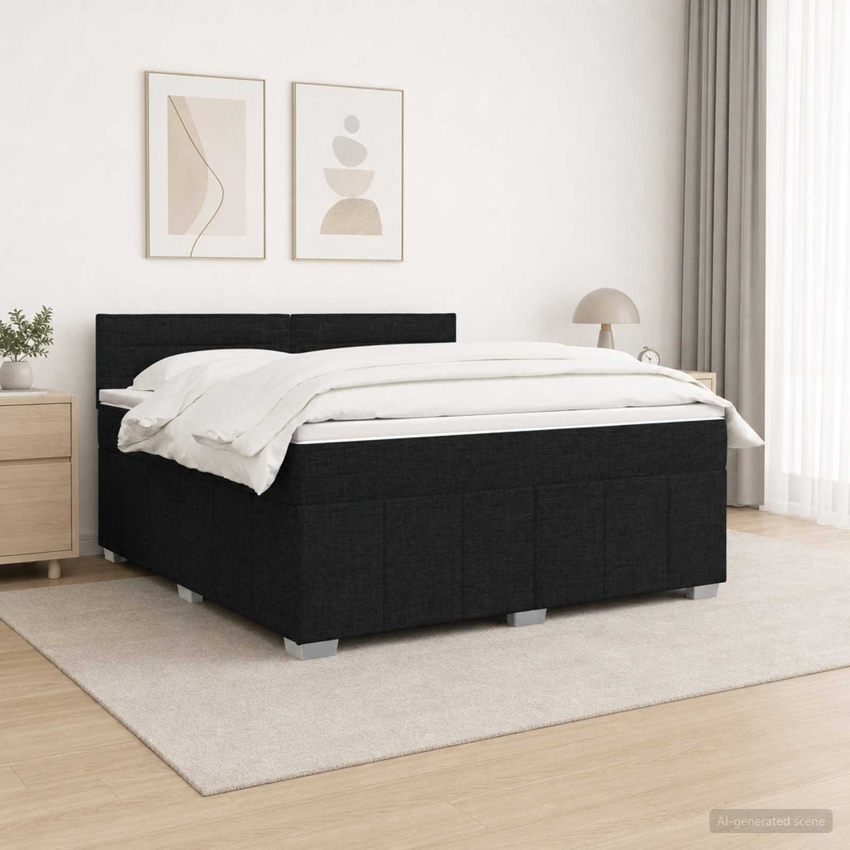 Boxspring ágy matraccal fejtámlával Fekete 160 x 200 cm Szövet