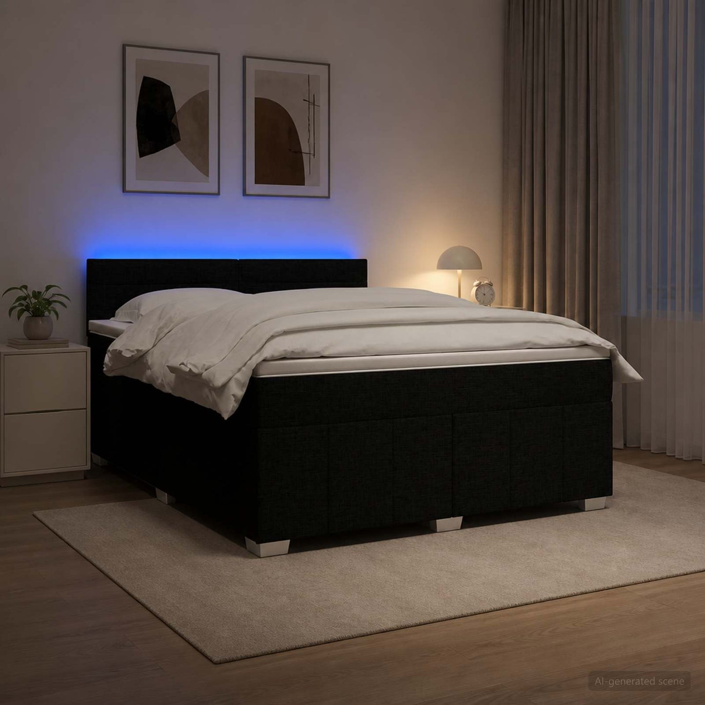 Boxspring ágy matraccal fejtámlával Fekete 180 x 200 cm Szövet