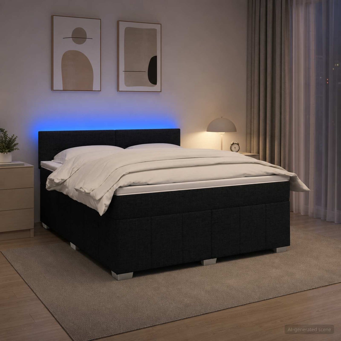 Boxspring ágy matraccal fejtámlával Fekete 160 x 200 cm Szövet