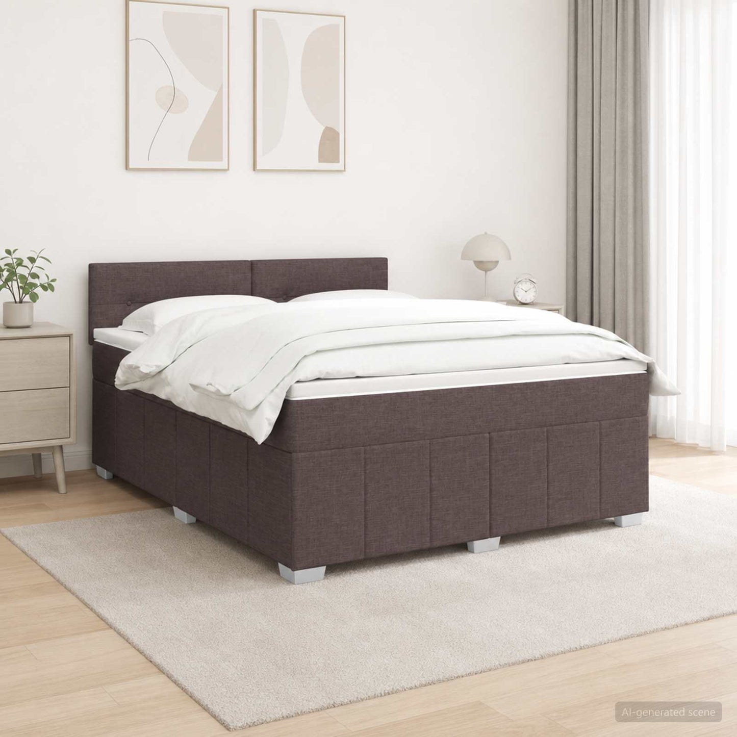 Boxspring ágy matraccal Sötét Barna 140 x 200 cm Szövet