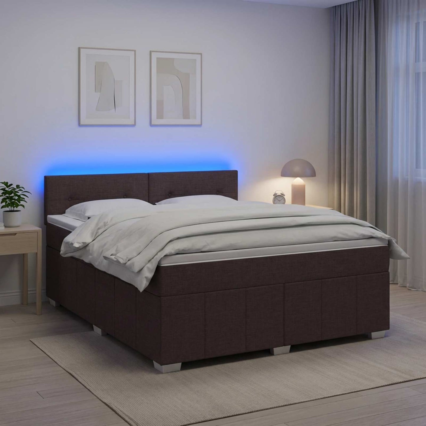 Boxspring ágy matraccal Sötét Barna 140 x 200 cm Szövet