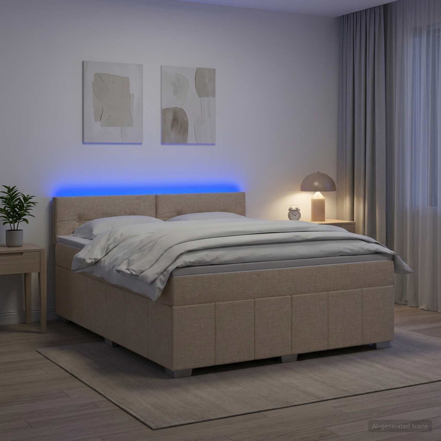 Boxspring ágy matraccal Krémszínű 140 x 200 cm Szövet